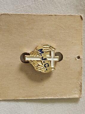 Gold and White Cross Lapel Pin